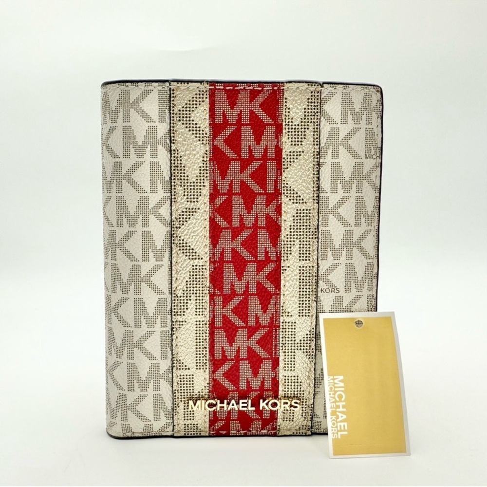 Michael Kors Jet Set Travel Passport Wallet In Chili Multi Leather Nwt